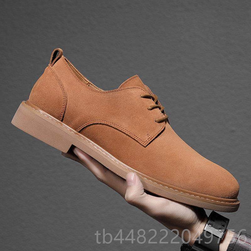 正品男鞋2024秋季新款单鞋翻毛帮低马丁靴男英伦皮磨砂反绒皮皮休