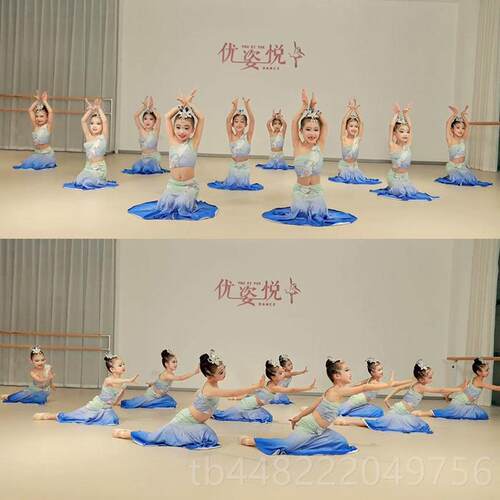 正品服傣族舞蹈服女演出功舞裙六练一考儿童孔雀服装女童艺鱼尾裙