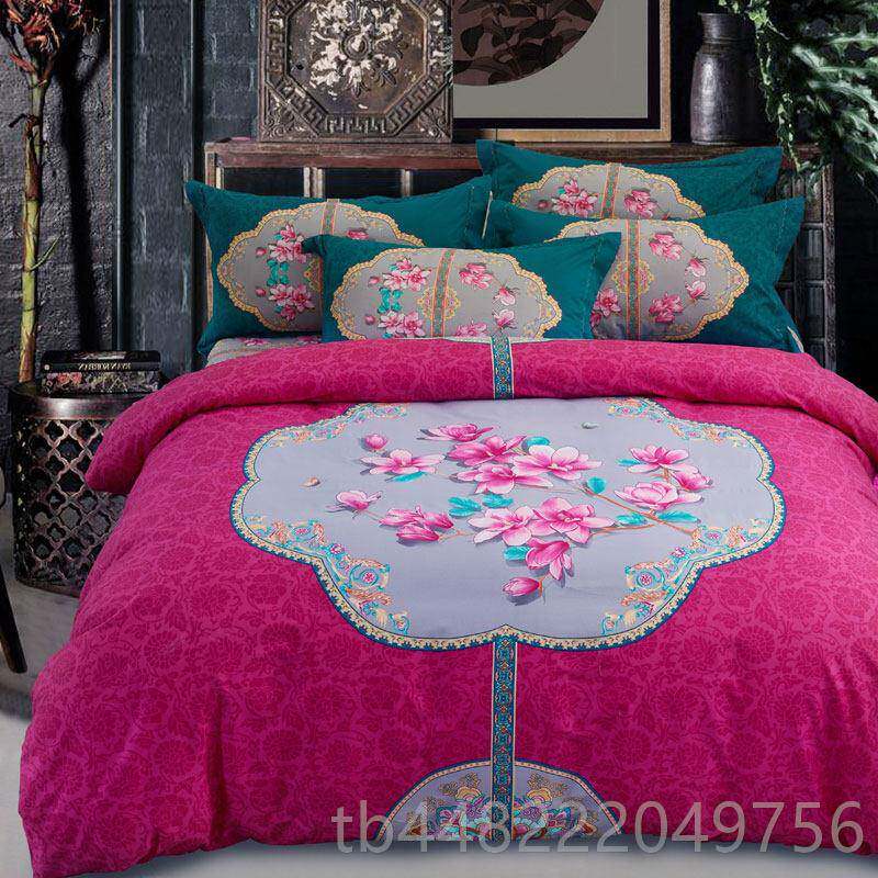 正品棉加厚磨毛四件套1.人5m纯棉被套3D床单庆四全件套1.8m床婚双