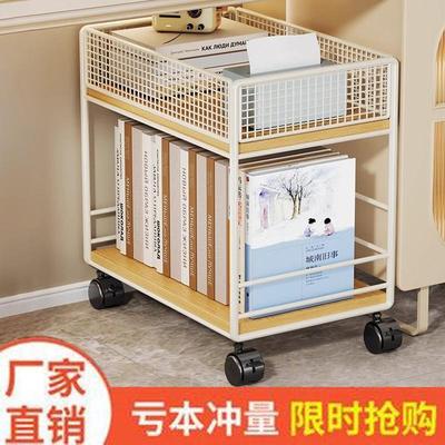 桌下置物架书桌旁书架学习桌边落地可移动书本收纳滑轮带轮小推车