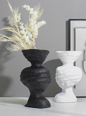 现代创意简约歪脖子造型白色花器摆件古朴创意工艺品干花花插瓶
