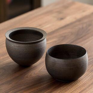 起煌 建水铁锈釉陶瓷茶渣灌小号杯洗鎏金釉茶洗茶具水盂茶道配件