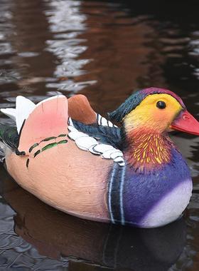 户外池塘景观雕塑花园庭院水池别墅喷泉仿真浮水鸳鸯鸭子装饰摆件