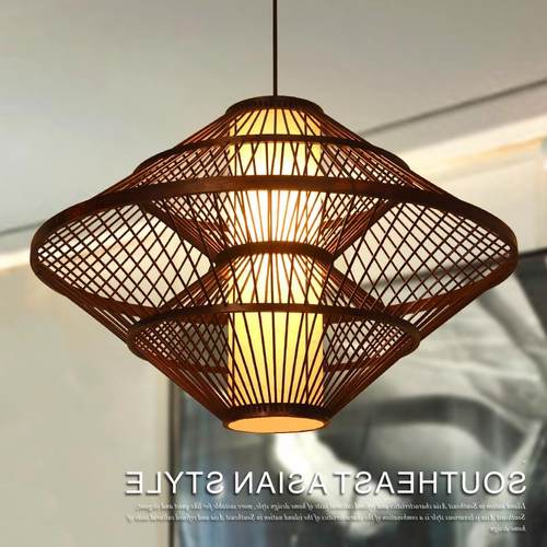 火锅店饭店餐厅吊灯创意灯具东南亚竹编吊灯别墅客厅工程中式灯具