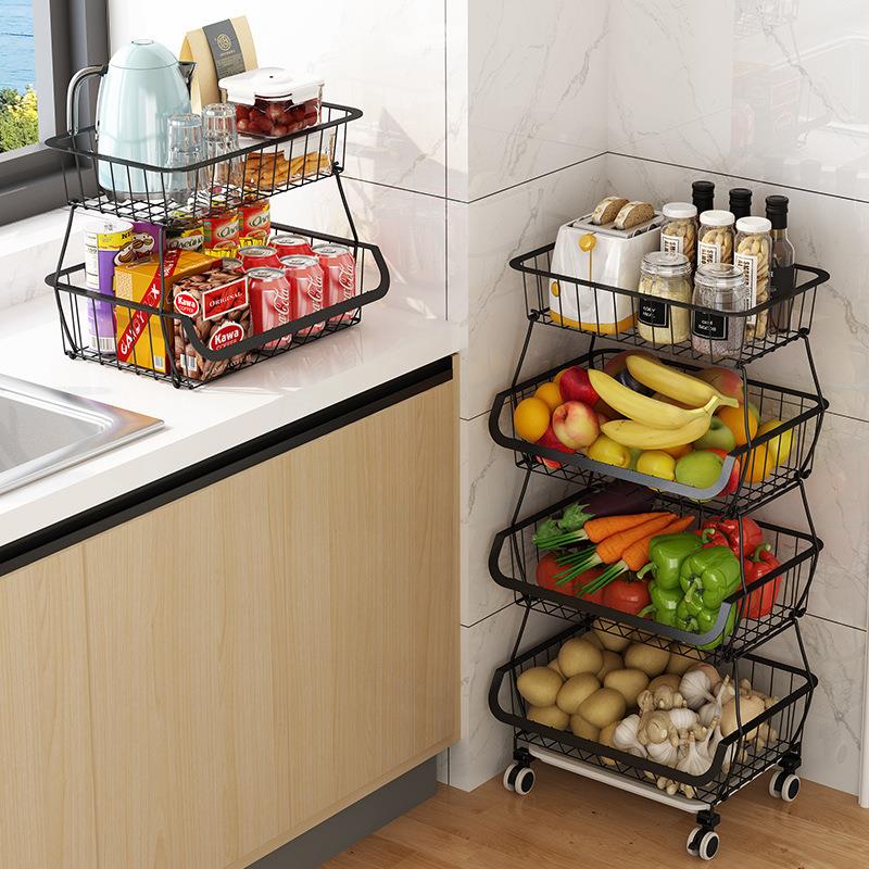 厨房落地置物架多层蔬菜收纳架家用收纳篮蔬菜架桌面调料收纳架子