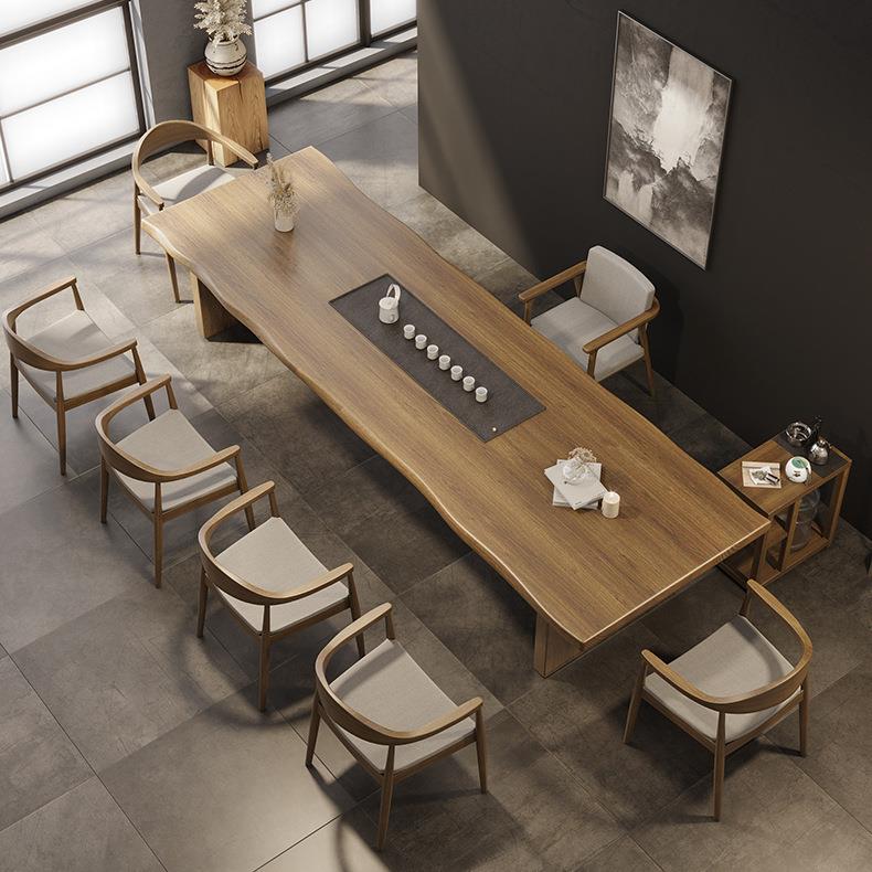 实木茶桌茶盘一体泡茶桌椅组合新中式现代家用办公室功夫大板茶台