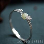 正品 沉香如屑离步离镯不9翡25银翠镶和田玉石复古中式 汉服旗袍手