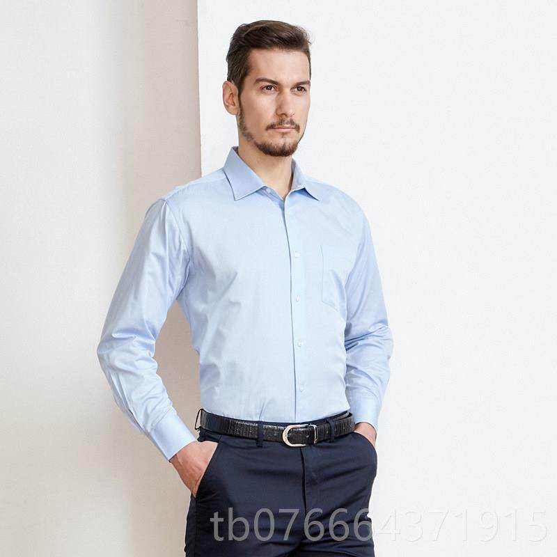 正品开开商务抗皱装衬衣男宽大码工作松服白中年休闲长袖正衬衫易
