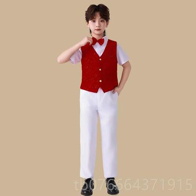 正品中小生儿童合唱学团表演服装红色诗歌朗诵讲比赛红歌爱国服演