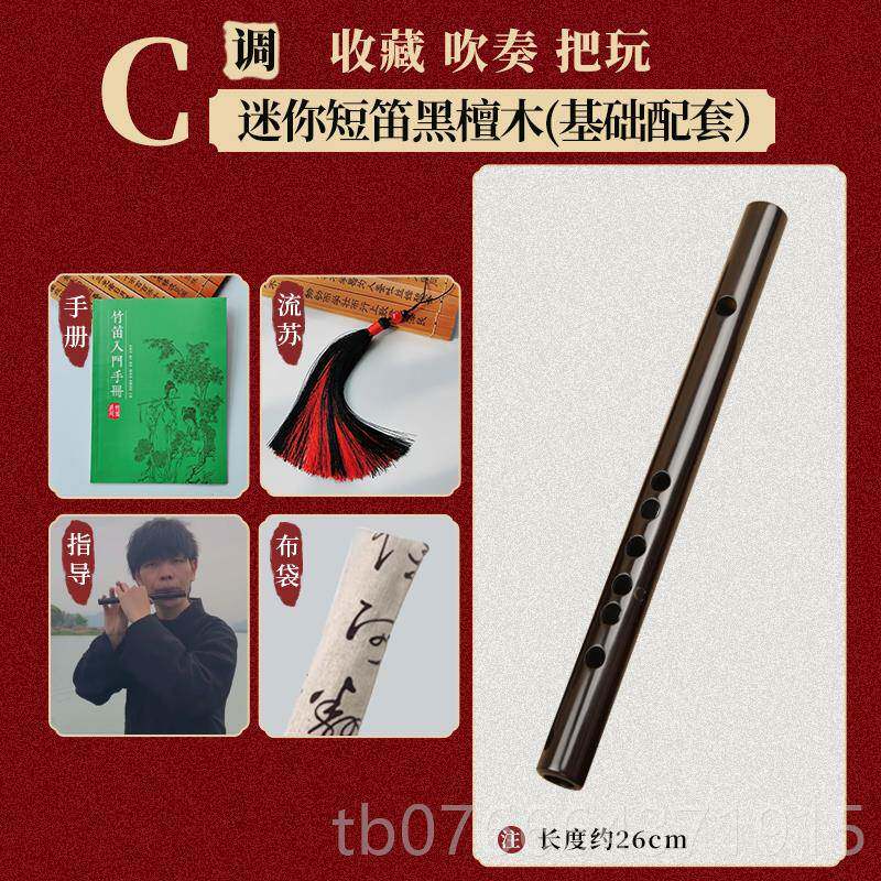 正品吟 短楚笛你小笛子2CM黑檀迷无膜孔笛子随身小乐器6古风成人