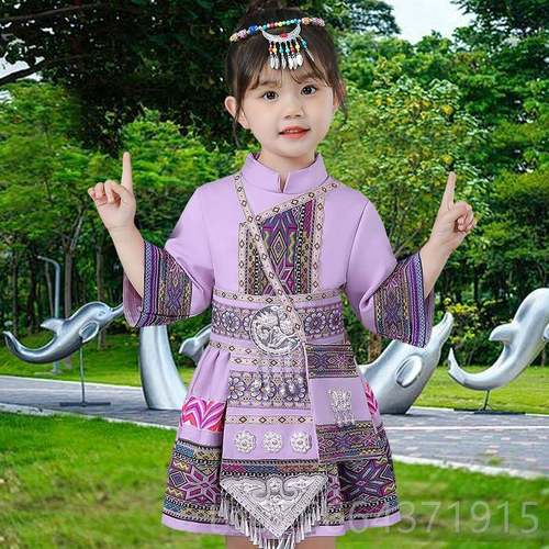 正品新服型儿童演装广西三月三双表演装少数民族男女服苗族舞蹈表