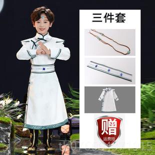 正品蒙古族服装童白马舞演出服少数民族服装女童草儿原蹈筷子舞表