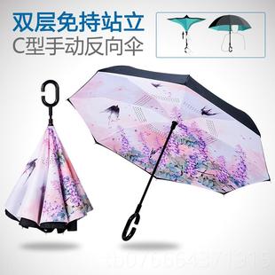 正品 长柄雨o伞定制可印log广告礼品图案高端商自动直双人杆超大务