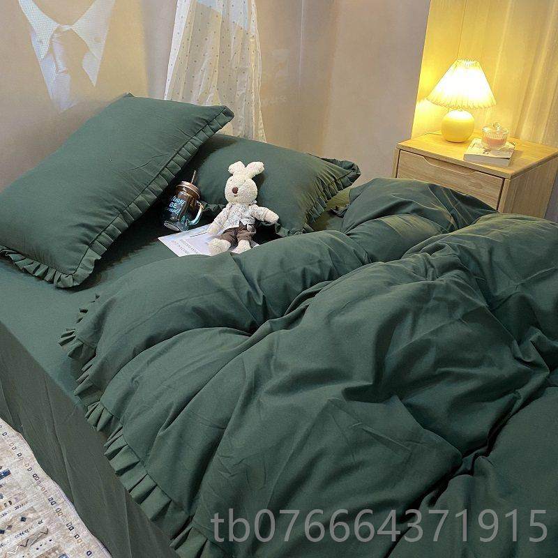 正品约轻床奢北四欧风灰色花边件套水洗棉被套简单床笠学生宿舍三