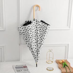 正品 伞文艺复古晴雨两女用防风长柄杆雨伞神学生纯色黑胶防晒遮阳