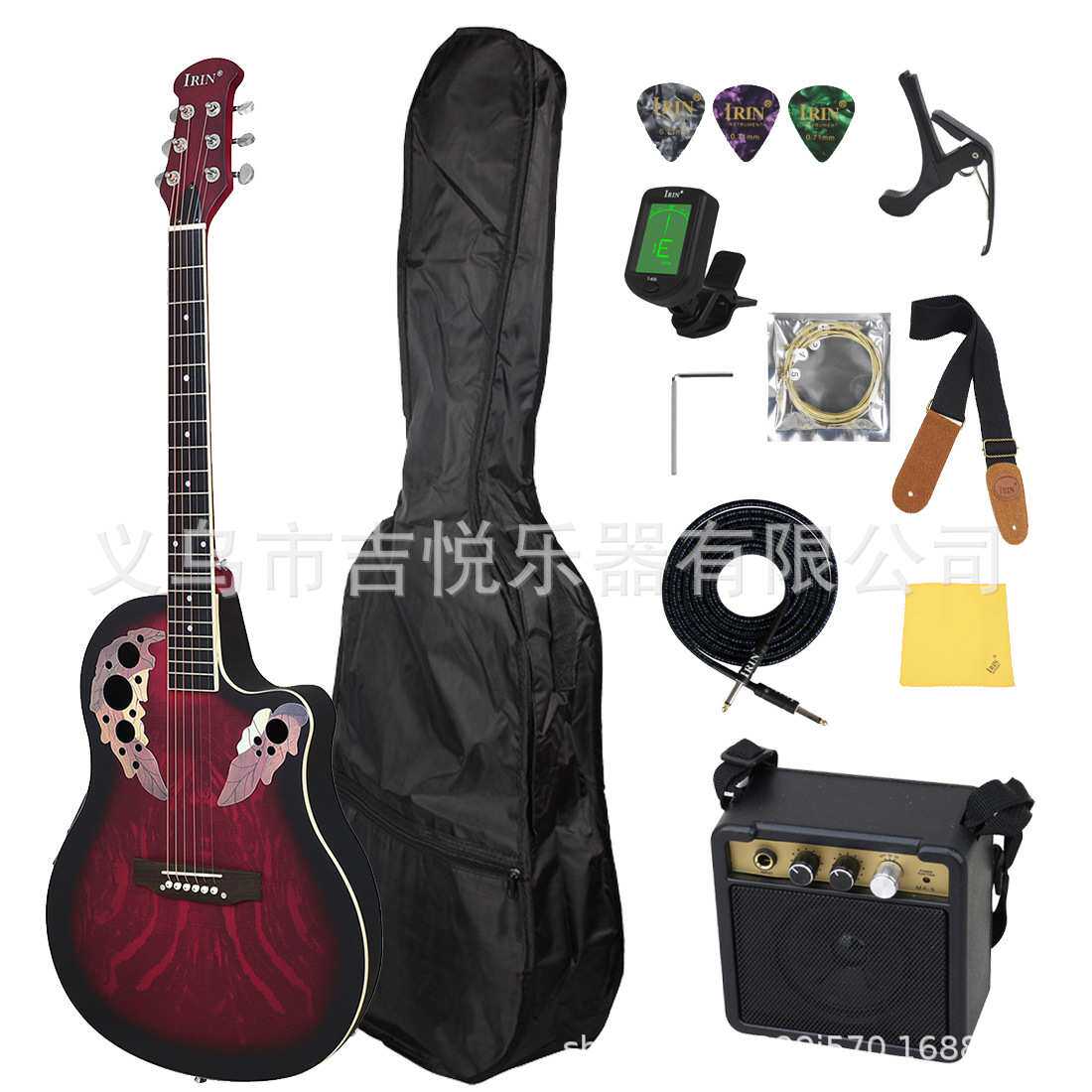 41寸民谣吉他电箱亮光初学吉他云杉面板葡萄孔EQ民谣吉他guitar琴