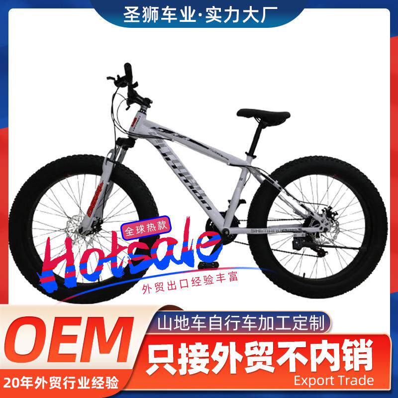 白色26寸洪泽雪地变速减震宽大男女通用单车高碳钢便携车轻便单车