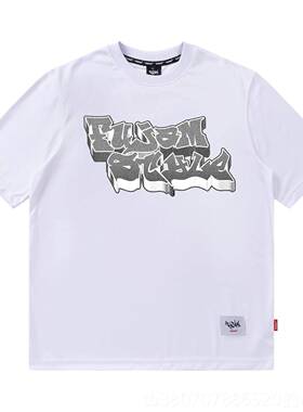 高档FUJAM潮牌童装儿服童街演美式印出花短袖工装迷彩舞裤跳舞衣