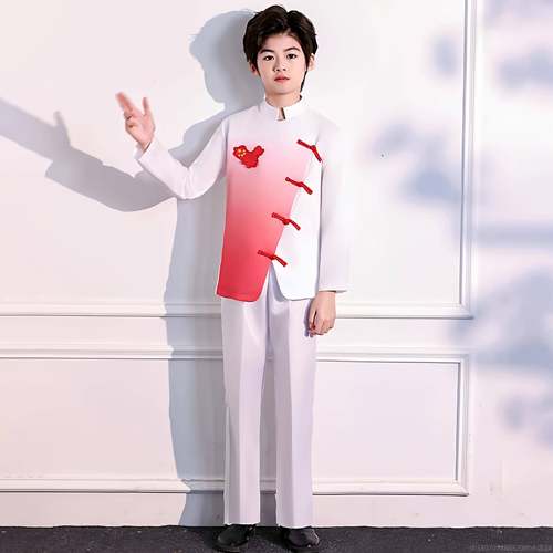 高档国儿童大唱演出服中学生庆爱国表演男女童万疆小舞合蹈红歌比