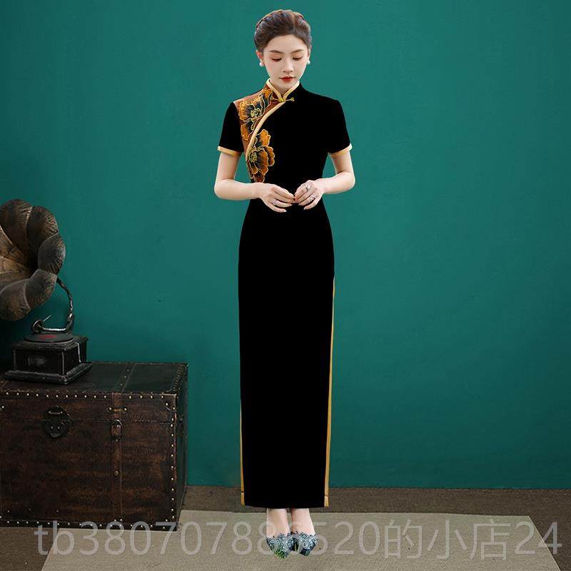 高档2025服季新金丝高端刺绒绣表演每日青春加长t台旗袍春裙表演