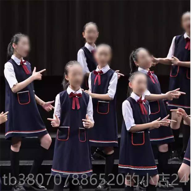 高档六一儿童合唱服装演出服男女童礼服中小学表演裙诵纱朗大合唱