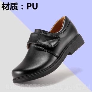 高档男童皮鞋软底黑真子皮男孩英伦风黑西装生礼服演出鞋小学鞋色