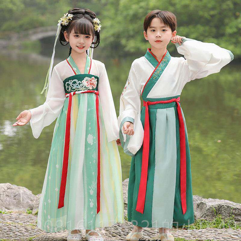 正品儿童汉服女童古装男童汉服书童弟国子规表演儿服装六一童学演