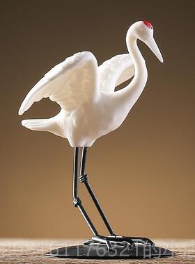 正品彷鹤真仙摆件丹顶陶瓷动物创意客厅流水假水池鹤山景观造景装