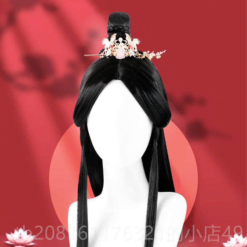 正品明代全发带风汉代女假发古代服风装直女孩全套古代格长发Cos