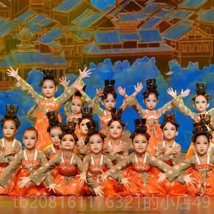正品 女童汉服古儿舞唐宫夜宴执镜俑舞台中典 小俑童舞蹈演出唐服装