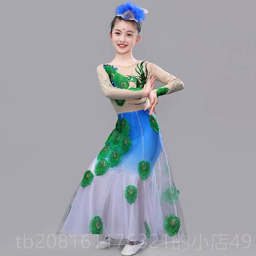 正品新蹈款儿童傣舞蹈演出服孔雀舞服民舞族风练功服女童走秀衣族
