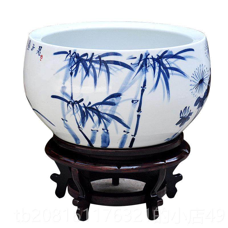 正品中镇国风手缸绘景德陶瓷金鱼青花书瓷聚宝盆养鱼龟房摆件大洗,宠物/宠物食品及用品,桌面缸,淘宝优惠券,粉丝福利购,淘宝优惠卷