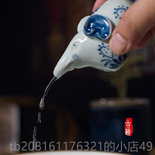 正品古砚文房四宝创意景德镇手绘注青花陶瓷墨滴滴磨墨水仿砚台水