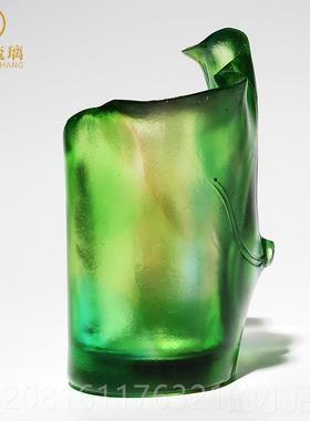 正品璃荷花笔筒送领导女高档生日琉礼创意物水晶装饰摆品办公室桌