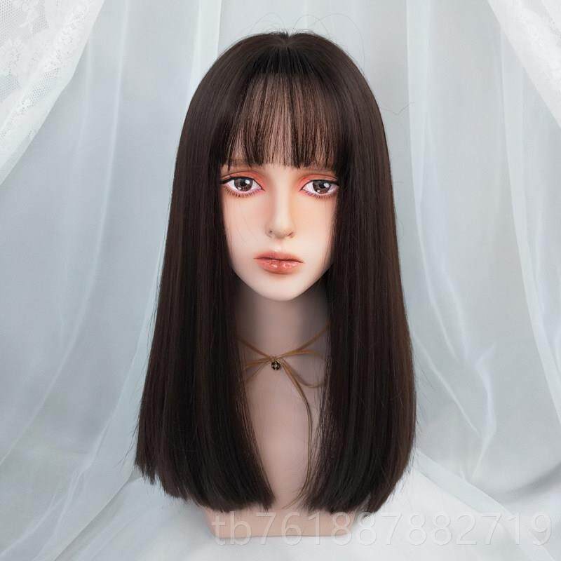 新款假头发女中通长直发卡刘海锁骨发流行头主播同款自然蓬松可爱