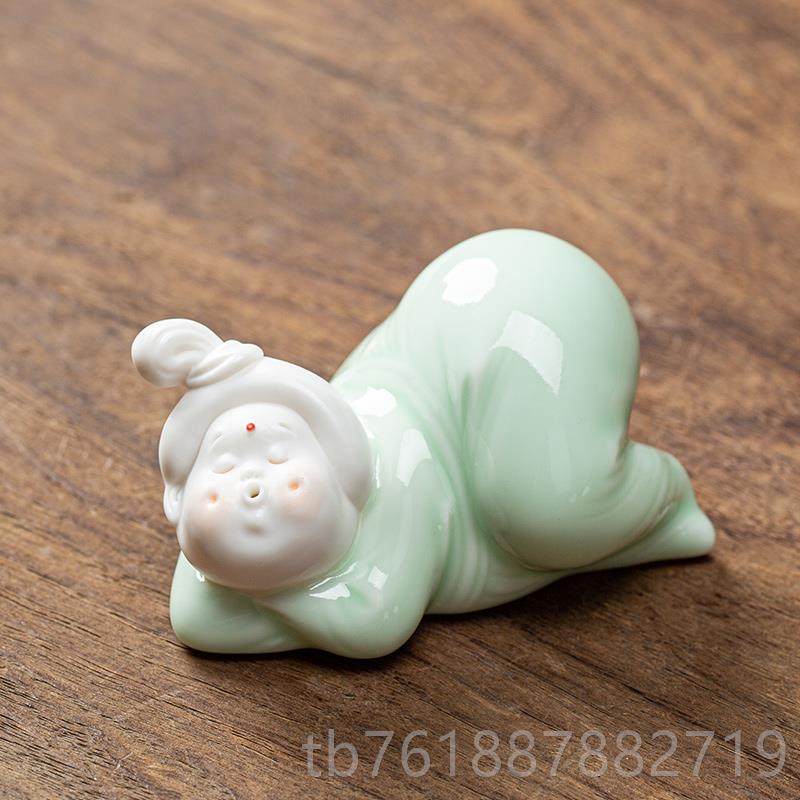 正品创意仕女茶宠笔精搁品茶台茶桌玩摆件个性功夫茶茶茶道装具饰