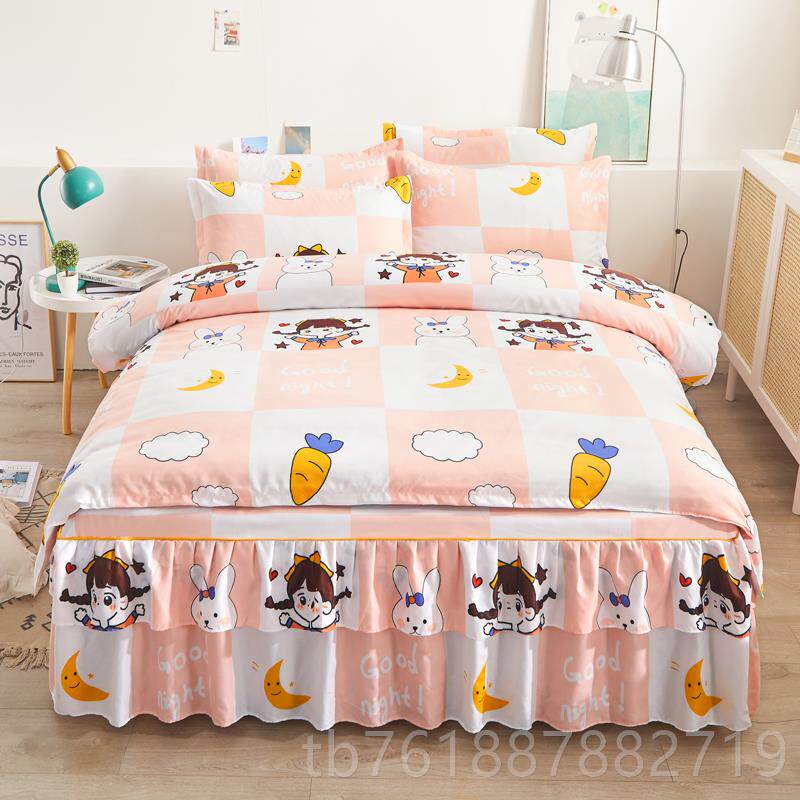 正品网红纯棉韩版公主风床裙四件套1.8m20m床笠双床人全.棉罩被套