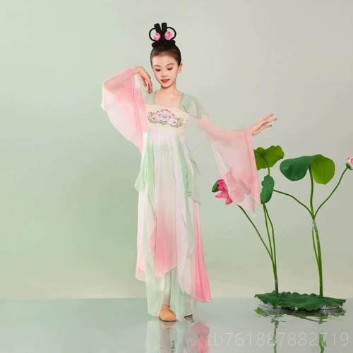 正品入莲间舞儿童古典舞服古装蹈风飘逸中戏莲池上荷叶道具国风演