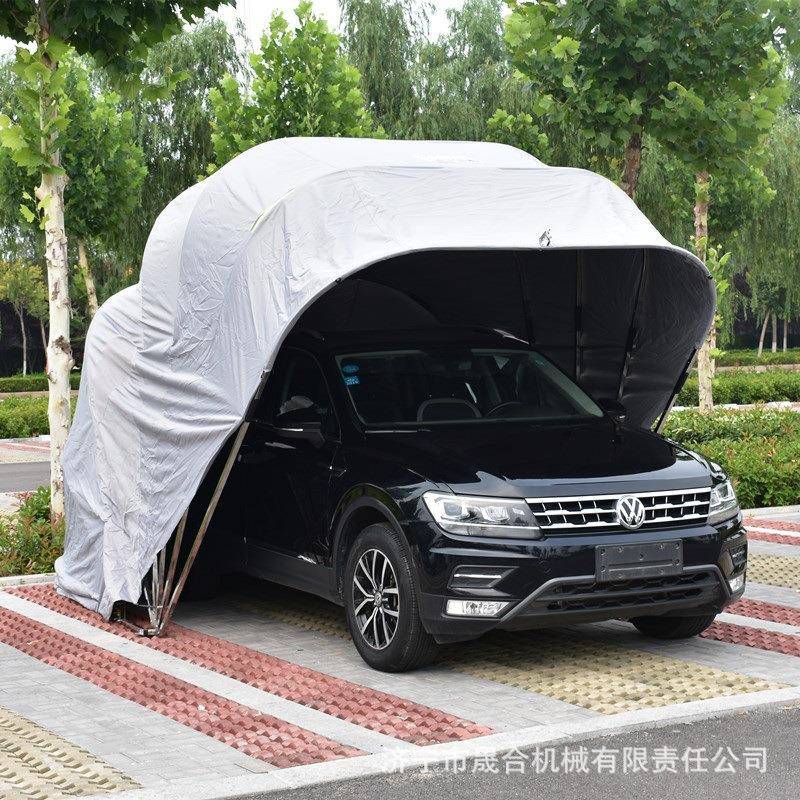 山东轿车防雨防雪的移动移动车棚 户外遮阳车棚 半自动移动车库