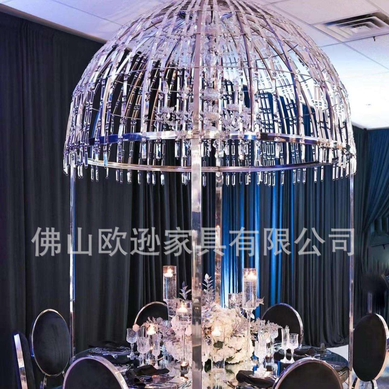 厂家直供新款水晶电镀婚礼堂布置装饰拱门餐桌wedding arch table