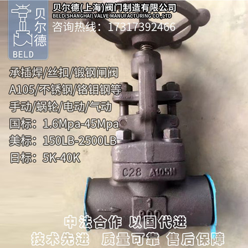 锻钢/不锈钢/丝口/焊接闸阀/Z11H/Z61H-16C/25C/40C/800LB承插焊