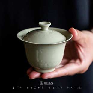 北溪堂蜜色釉含元盖碗不烫手陶瓷泡茶碗手抓碗单个家用功夫茶具