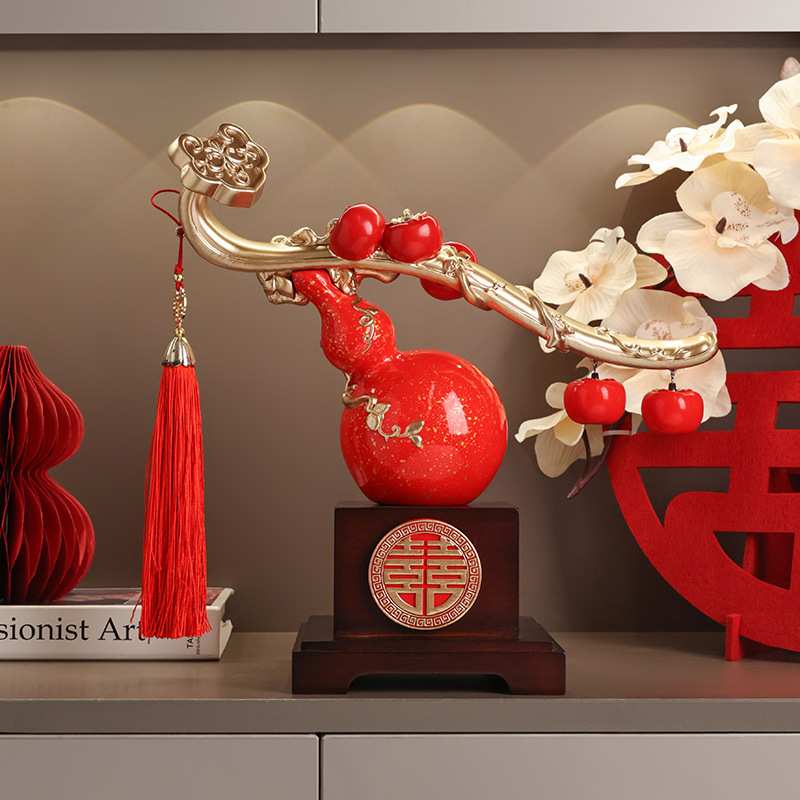 贝汉美葫芦摆件创意新中式玄关酒柜装饰品家居客厅结婚节庆礼物