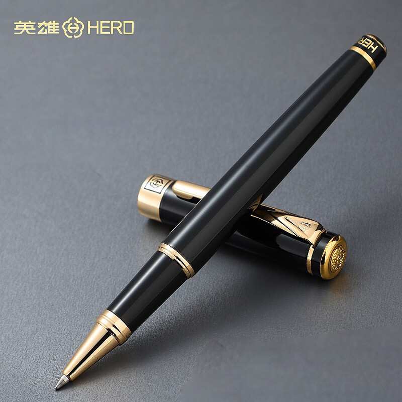 英雄签字笔1078金属宝珠笔男士商务黑色中性笔笔杆碳素圆珠笔刻字