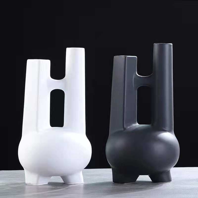 现代简约陶瓷花器摆件客厅插花样板房餐桌陶瓷花瓶装饰品摆件