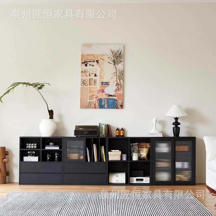现代简约实木书柜小户型客厅餐边柜置物储物柜轻奢收纳模块组合柜