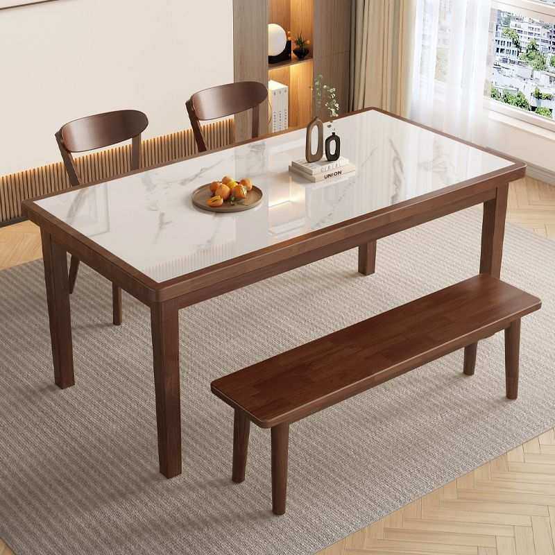 实木亮光岩板餐桌椅组合小户型现代简约胡桃色长方形吃饭桌子组合,3C数码配件,摄像机配件,淘宝优惠券,粉丝福利购,淘宝优惠卷