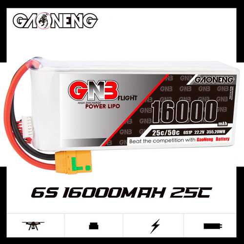 GNB高能16000mAh 6S 25C 22.2V电动遥控植保机直升机锂电池LiPo
