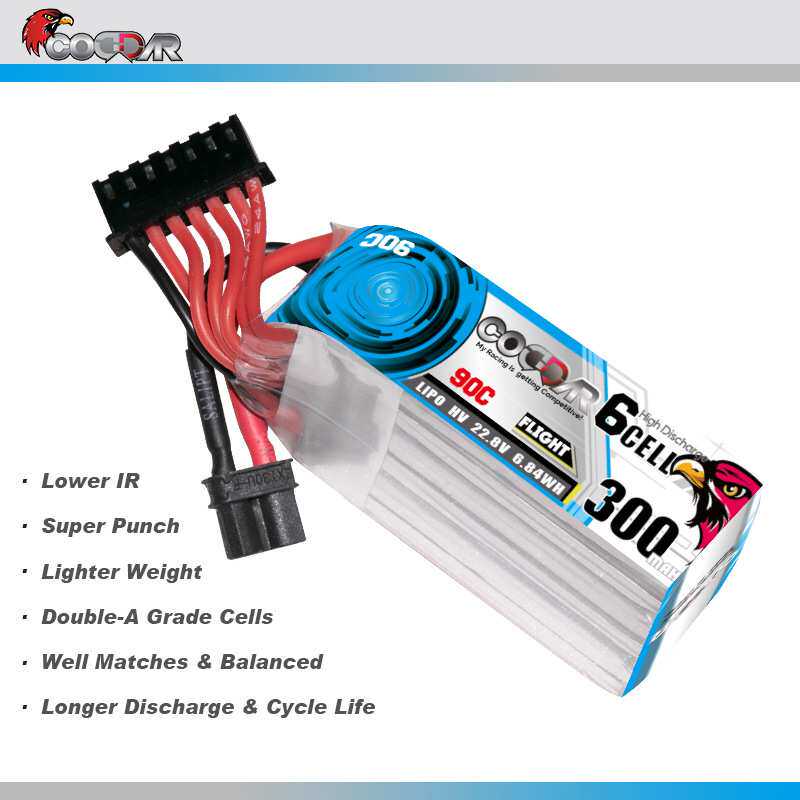 鹰氪CODDAR 300MAH 6S 22.8V 90C 1.6寸2寸航模牙签机高压电池