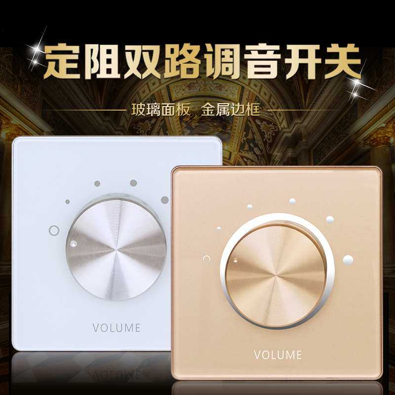 定阻双声道调音开关背景音乐音量调节喇叭音控器双路玻璃面板T3